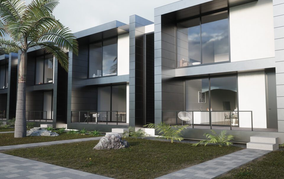 Fotografía de varios dúplex adosados